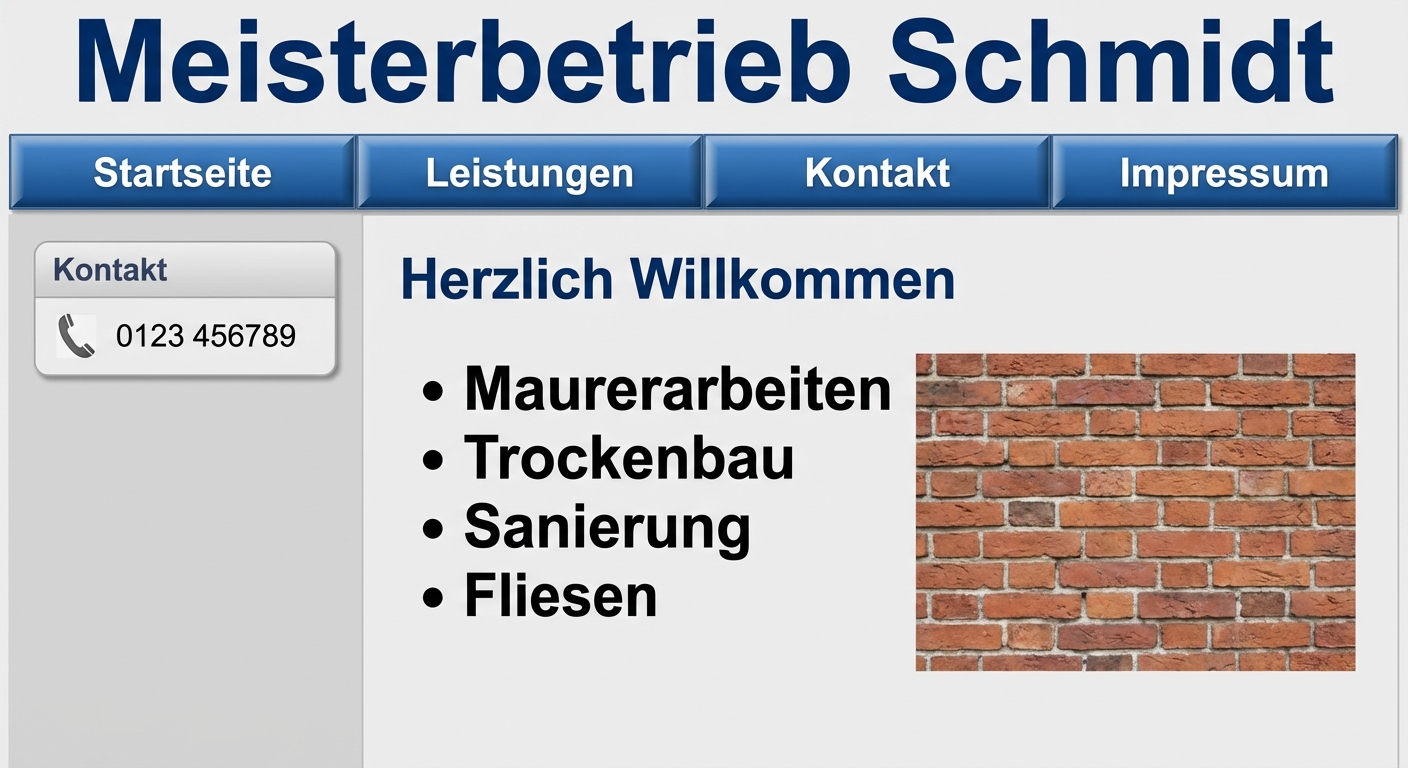 Veraltete Website eines lokalen Betriebs